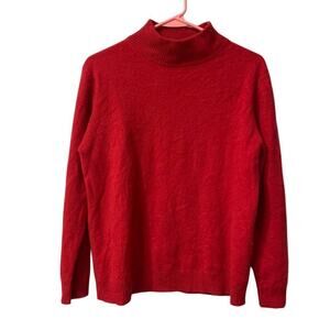 Women's Red Cashmere Turtleneck Sweater Size L Long Sleeve Casual